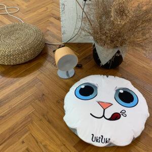 Alternative view of UKIUKI Cat Character Round Cushion – 70cm, 6 Designs, Microfiber Fill